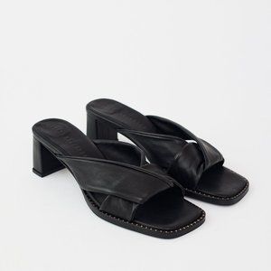 Freda Salvador Black Leather Miriam Wrap Heel Size 9.5